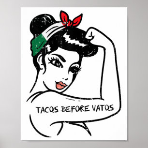 Poster Mexicano Rosie Strong Woman Tacos Antes de Vatos C