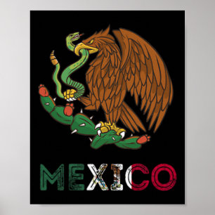 Poster México Águia Emblema Mexicano Bandeira do Orgulho