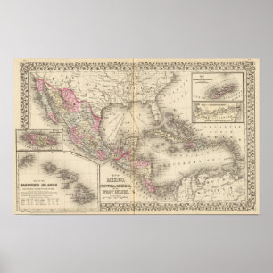 Pôster México, América Central, Índias Ocidentais