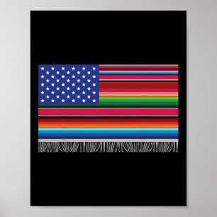 Poster México Americano Bandeira Serape Cinco De Mayo Par
