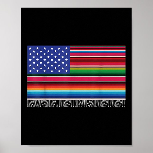 Poster México Americano Bandeira Serape Cinco De Mayo Par (Frente)