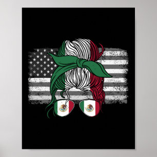 Poster México Bandeira dos Estados Unidos Patriot Bandeir