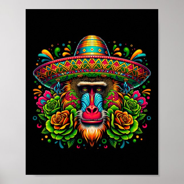 Poster México Cinco de Mayo Vamos Fiesta Party Baboon Mo (Frente)