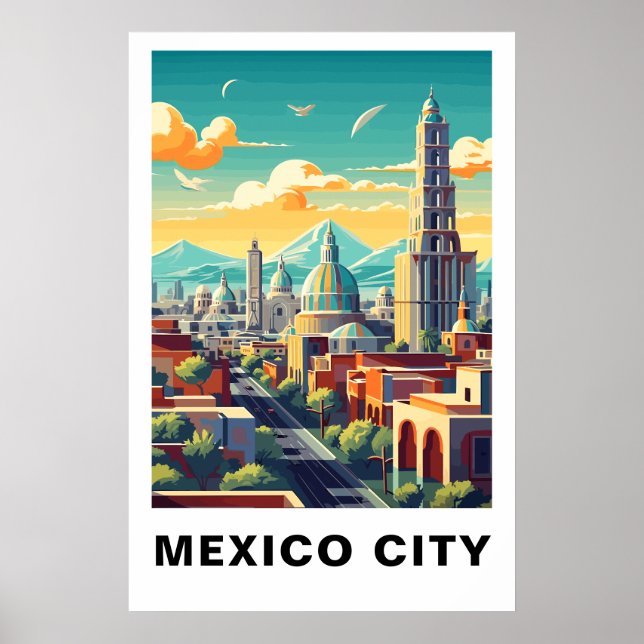 Poster Mexico City Vintage Travel Art (Frente)