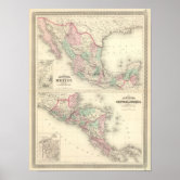 Poster México e América Central: MAPA detalhado de 1961..