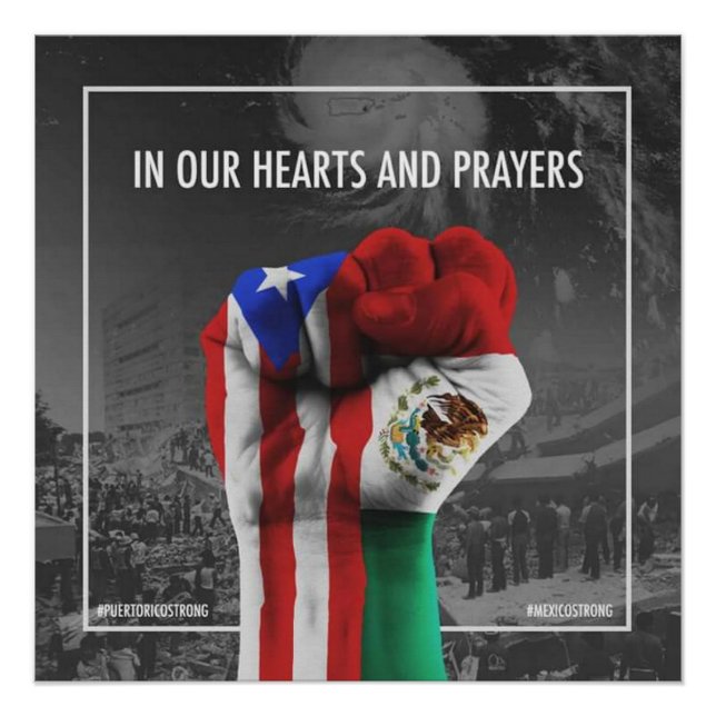 Pôster México e Porto Rico Unidos e Orgulhoso (Frente)