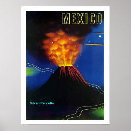 Poster México, erupção vulcânica, Paricutin, vintage