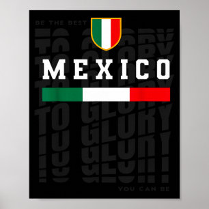 Poster México Futebol Futebol Bandeira Camisa Vintage Fã