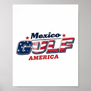 Poster México Golfo da América do Norte EUA Bandeira Amér