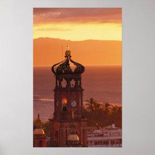Pôster México, Jalisco, Puerto Vallarta. Torre da igreja