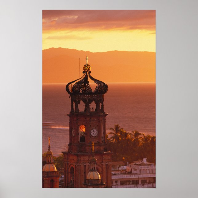Pôster México, Jalisco, Puerto Vallarta. Torre da igreja (Frente)