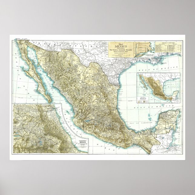 Poster México: Mapa detalhado de 1916... (Frente)