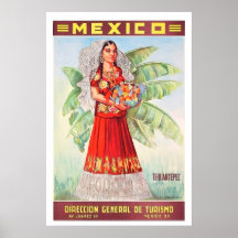 México, mulher mexicana com cesto de frutas tropic