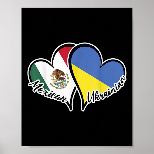 Poster México Ucrânia Flag Heart Half Mexicano Half (Frente)