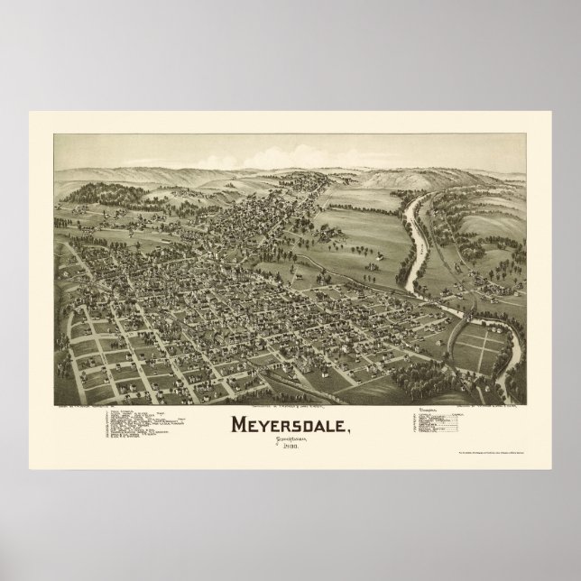 Pôster Meyersdale, PA Panorâmica - 1900 (Frente)