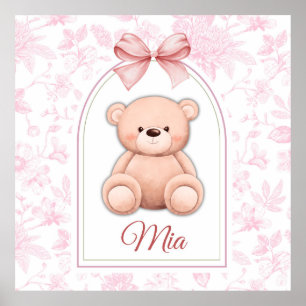 Poster Mia Design de Enfermeiro de Urso Rosa Personaliz