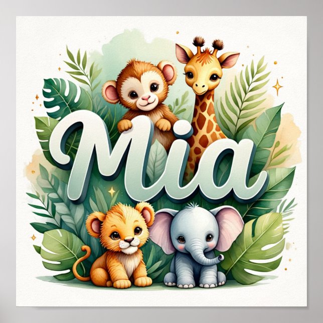 Poster Mia Safari Nursery Wall Art (Frente)