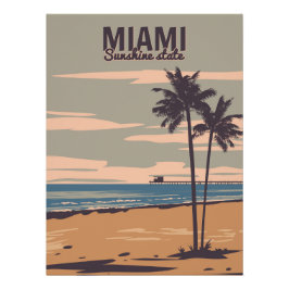 Pôster Miami Beach Vintage Poster. Beach