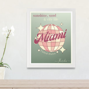 Poster Miami City Flórida Estados Unidos, Teal Moderno De