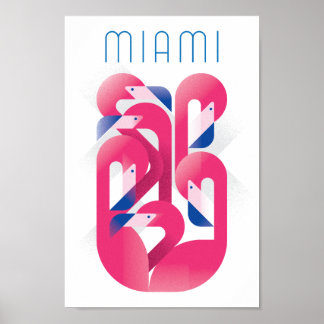 Poster Miami Flamingo Color