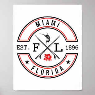 Poster Miami Flórida Fl Surfista Retro Praia Frente E Ck
