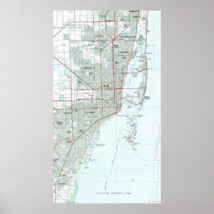 Pôster Miami Florida Mapa (1981)