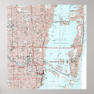 Pôster Miami Florida Mapa (1988)