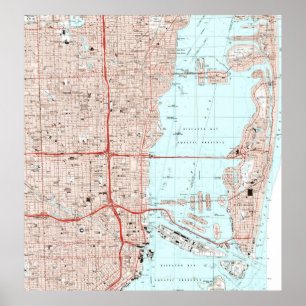Pôster Miami Florida Mapa (1994)