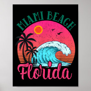 Poster Miami Flórida Praia Pôr-do-Sol Tropical Verão