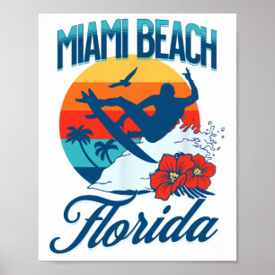 Poster Miami Flórida Praia Surf Verão Férias Vintage F