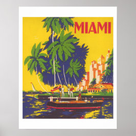 Poster Miami Flórida, turismo da década de 1930