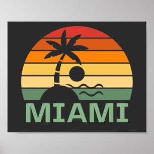 Poster Miami Florida Vintage Palm Trees Summer Beach
