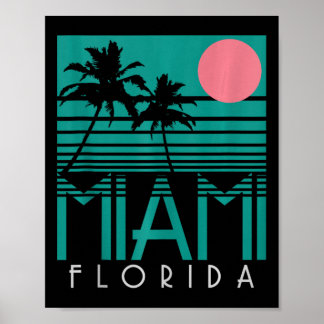 Poster Miami Florida Vintage Retro Palm Trees Beach Summe