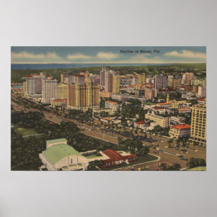 Poster Miami, Florida - vista aérea do centro
