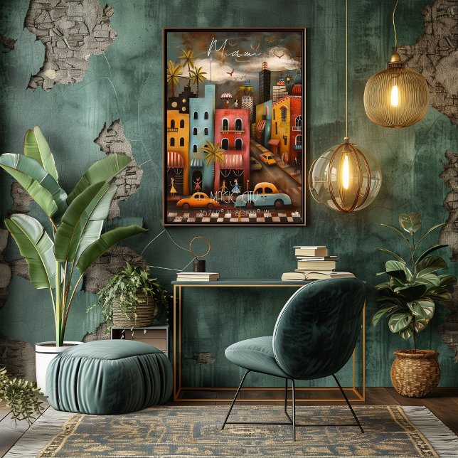 Pôster Miami: Magic City - Whimsical Art  (Criador carregado)