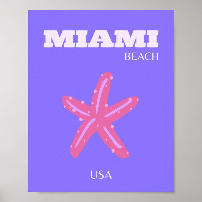 Poster Miami, Miami Beach, Preppy Room, Purple, Lilac (Frente)