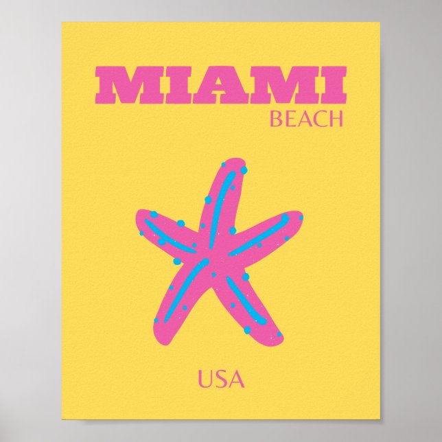 Poster Miami, Miami Beach, Viagem Art (Frente)