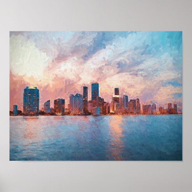 Poster Miami Skyline (Frente)