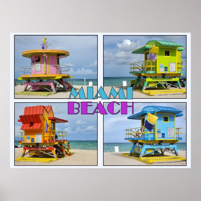 Poster Miami South Beach Lifeguard Towers (Frente)