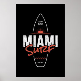 Poster Miami Surf – Design de Surfboard Sunset Vintage da