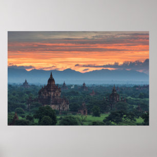 Poster Mianmar, Bagan Sunrise