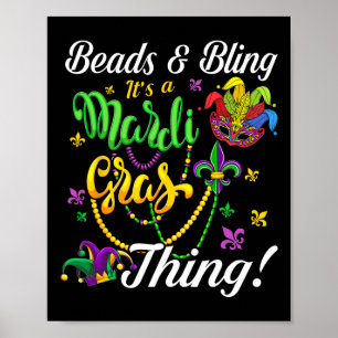 Poster Miçangas e Bling É um Carnaval do Mardi Gras.