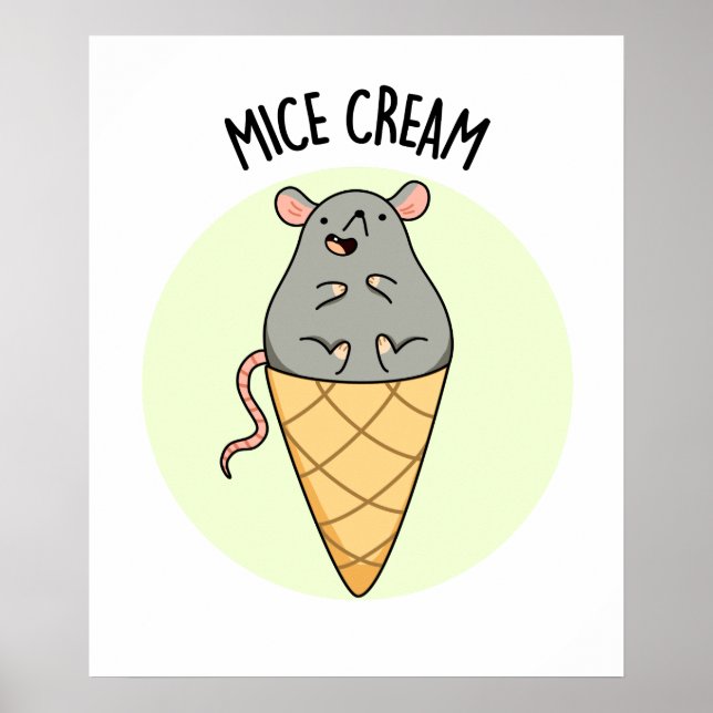 Poster Mice Cream Funny Sorvete Pun (Frente)