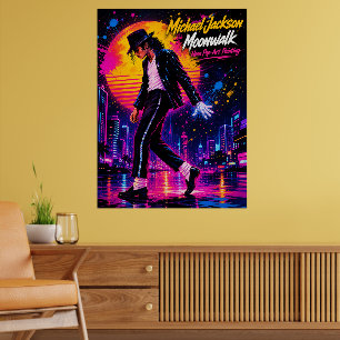 Poster Michael Jackson Moonwalk Rei do Pop Tributo Retro