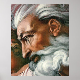 Pôster Michelangelo Criação Adão Deus