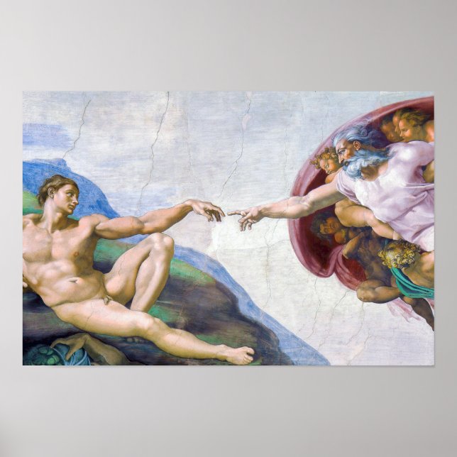 Poster Michelangelo - Criação de Adão Isolado (Frente)