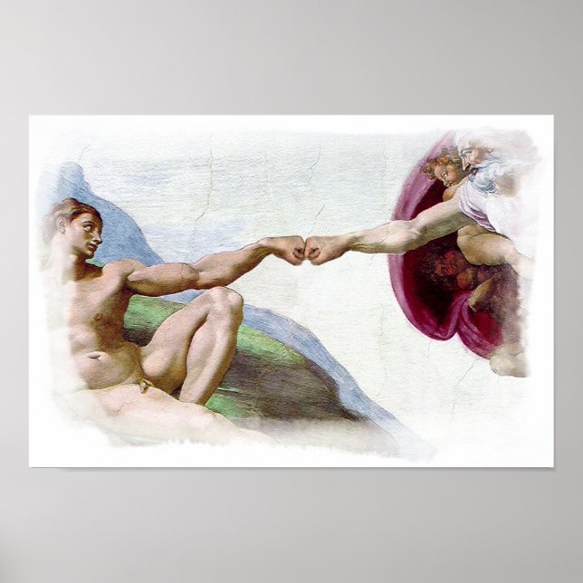 Poster Michelangelo Criação Do Homem Tope de Dedos (Frente)