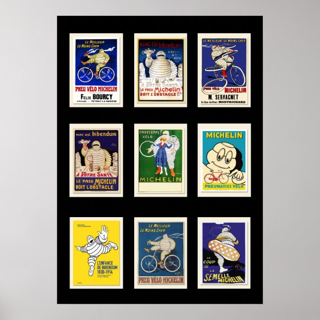 Poster Michelin Bibendo Vintage, Cartões postais V (Frente)