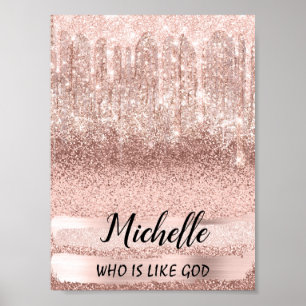 Poster Michelle Name Significa Aniversário 16º Rosa Bri