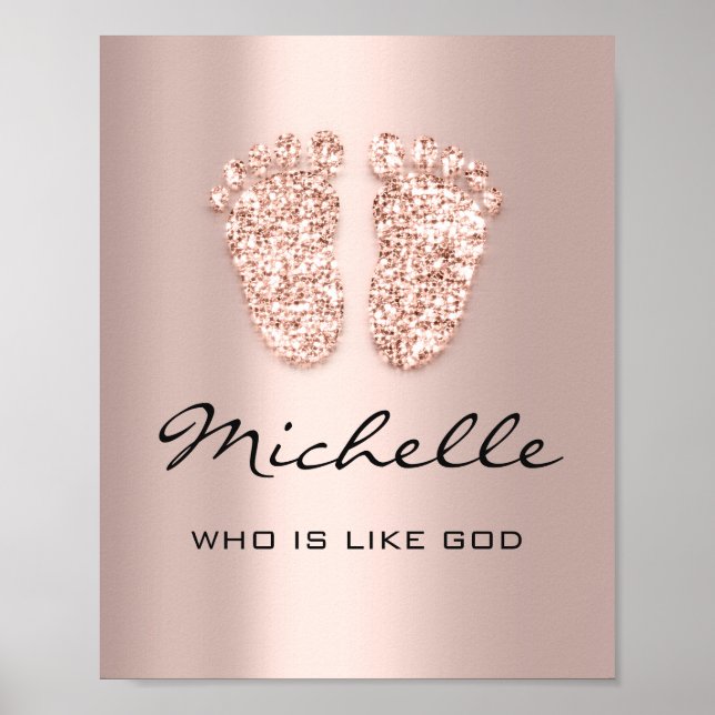 Poster Michelle Name Significa New Baby Feet Rosa Gift (Frente)